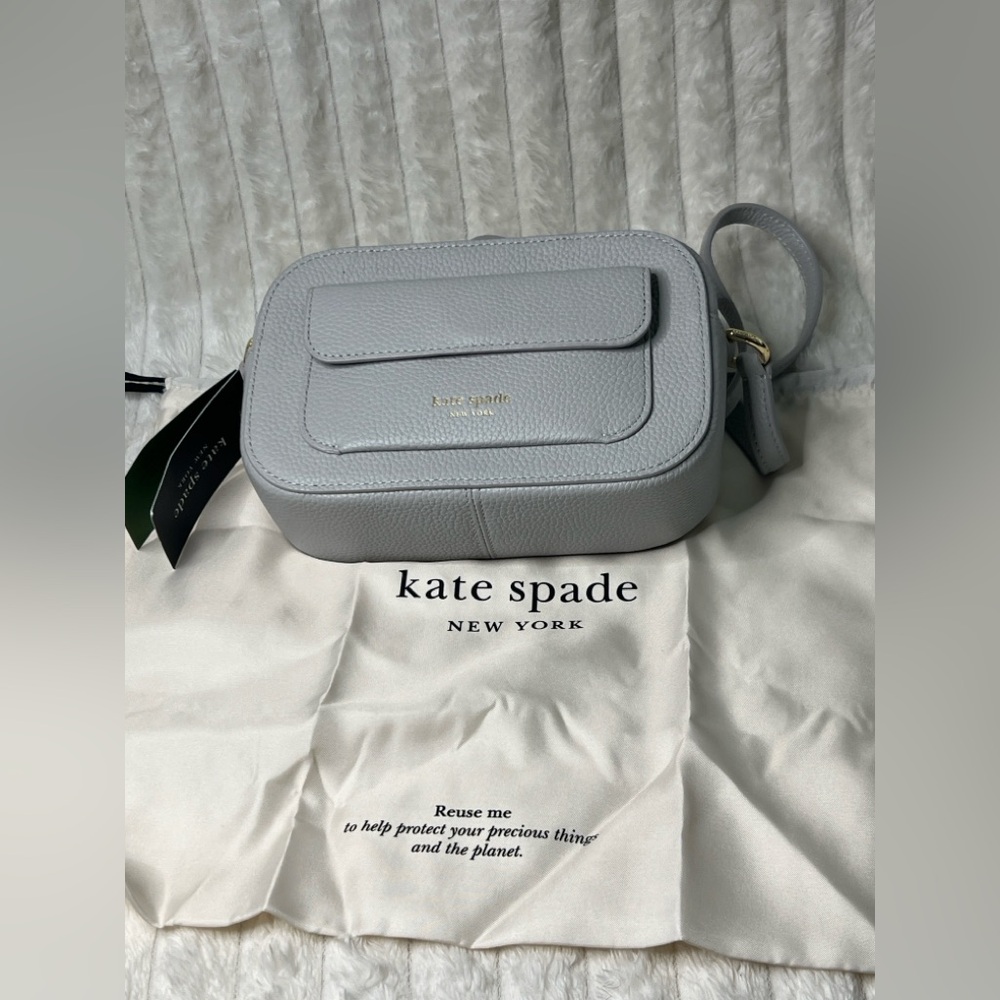 ‼️SOLD‼️Kate Spade Ava Pebbled Leather Light Gray Crossbody Bag Brand New - Picture 11 of 13